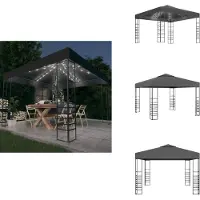 vidaXL Tente de jardin avec guirlande lumineuse LED 3x3 m Anthracite - Pavillons & Tentes de réception