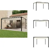 vidaXL Pavillon avec toit à lamelles 3x4 m Crème Tissu et aluminium - Pavillons & Tentes de réception