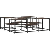 The Living Store Table basse marron imitation chêne 121x121x40 cm Matériau dérivé du bois