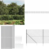 vidaXL Clôture grillagée avec douilles de sol Anthracite 1,6x25 m - Clôture grillagée - Grillage - Clôture de jardin