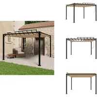 vidaXL Pavillon avec toit à lamelles 3x3 m Taupe Tissu et aluminium - Pavillons & Tentes de réception
