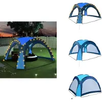 vidaXL Tente de réception avec LED et 4 parois latérales 3,6x3,6x2,3 m Bleu - Pavillons & Tentes de réception