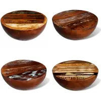 The Living Store Table basse en forme de coquille avec fond en acier Vieux bois massif