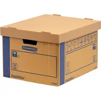 BANKERS BOX Boîte à archives SmoothMove Prime FastFold, volume 47,5 l, zones d'étiquetage pré-imprimées, couvercle amovible, poignées, empilable, carton FSC, 100 % recyclable, 5 pièces