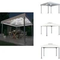 vidaXL Pavillon avec guirlande lumineuse LED 300x300 cm Blanc crème Aluminium - Pavillons & Tentes de réception
