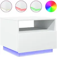 The Living Store Table basse avec lampes LED Blanc 50x49x40 cm
