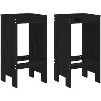 The Living Store Tabouret de bar 2 pcs Noir 40x36x75 cm Pin massif