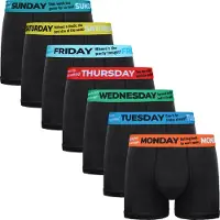 Gianvaglia Hommes, Sous-vêtements, Herren Boxershorts 7er Pack Wochentage Baumwolle XL, Multicolore, (paquet de 7, XL)