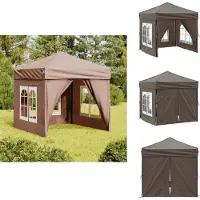 vidaXL Tente de réception pliable avec parois latérales Taupe 2x2 m - Pavillons & Tentes de réception