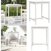 vidaXL Table de jardin blanche 82,5x82,5x110 cm Pin massif - Table de jardin - Tables de jardin - Table d'extérieur - Table de terrasse