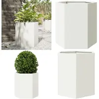 vidaXL Jardinière blanc hexagone 46x40x45 cm acier