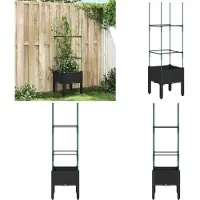 vidaXL Jardinière avec treillis noir 40x40x142,5 cm PP