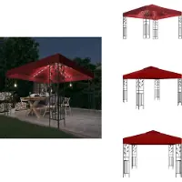 vidaXL Pavillon avec guirlande lumineuse LED 3x3 m rouge vin - Pavillons & Tentes de réception