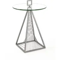 Haku Table d'appoint | Ø45 cm x 57 cm | Gris/Verre
