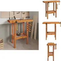 The Living Store établi avec étaux 92x48x83 cm bois massif acacia