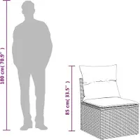 vidaXL Canapé de jardin sans accoudoirs avec coussins gris Poly rotin