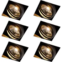 QAZQA Ensemble de 6 spots encastrables noirs GU10 AR111 sans bordure - Oneon