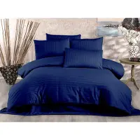 L'essentiel Maison , Lilyum- WTF3210, Bleu foncé, couettes, 100% satin de coton