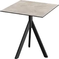 Essentials Table de terrasse Infinity Tripod, structure noire et plateau en stratifié haute pression Moonstone, 70 x 70 cm, 1 pièce