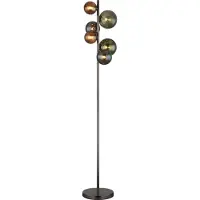 Globo Lampadaire noir Riha Verre coloré 6 lumières