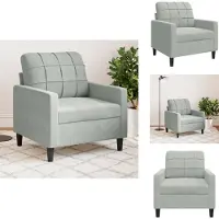 vidaXL Fauteuil Gris clair 60 cm Velours