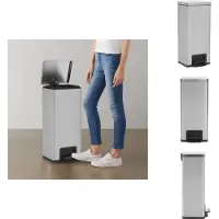 vidaXL Poubelle à pédale anti-traces de doigts 30 L argenté inox - Poubelles & poubelles