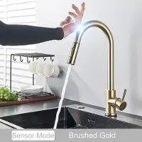 OEM Robinet de cuisine à bec rétractable - avec capteur - noir - poignée monocommande - bec rétractable - Cuisine - Touch - Or