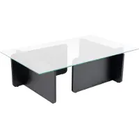 Skye Decor , Flavio - Wooden Black, table basse, verre trempé à 100 %, bois noir, 105 x 65 x 30 cm