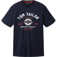 Tom Tailor T-Shirt marine / marron châtaigne / blanc