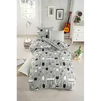 L'essentiel Maison , Cactus, gris, parure de lit simple (FR), 65 % COTON / 35 % POLYESTER, 140 x 200 cm