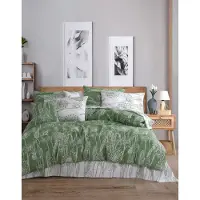 L'essentiel Maison , Lara - Green, parure de couette simple (FR), vert, 50 % COTON / 50 % POLYESTER, 140 x 200 cm