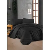 L'essentiel Maison , Noir, Ensemble housse de couette super king size (FR), Noir, 100 % COTON RANFORCE, 260 x 220 cm
