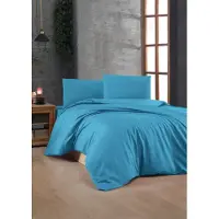 L'essentiel Maison , Sax Blue, ensemble housse de couette super king size (FR), bleu saxophone, 100 % COTON RANFORCE, 260 x 220 cm