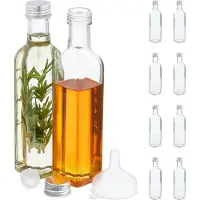 Relaxdays Flaschen-Set, Bocal de conservation, Argent, Transparent