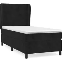 vidaXL Lit boxspring avec matelas noir 90x200 cm velours