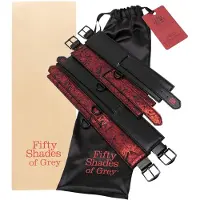 Fifty Shades of Grey - menottes set - cuir noir rouge