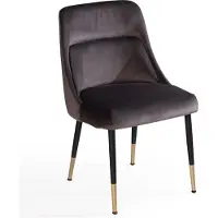 Wohnling Chaise de salle à manger en velours Gris Chaise de cuisine avec pieds noirs Chaise à coque Moderne Chaise rembourrée avec revêtement en tissu Chaise Rembourrée avec intégré