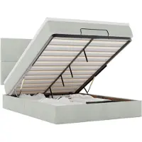vidaXL Ottoman-lit avec matelas & LEDs gris clair 140x200 cm velours