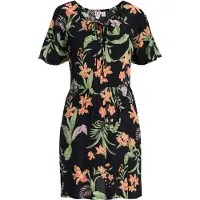 Roxy Tropical Tides Crinkle Short Sleeve Short Dress Noir XS Femme