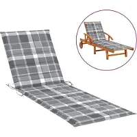 vidaXL Coussin de chaise longue motif à carreaux gris 200x60x3 cm