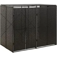 vidaXL Box pour poubelles 2 tonnes noir 140x80x117 cm Poly rotin