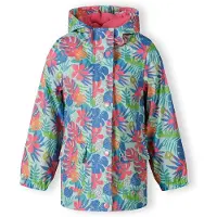 MINOTI Manteau de pluie pour filles, imperméable, multicolore, avec doublure capuche - Manteau de pluie pour enfants doublé, avec motif tropical