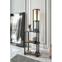 Opviq , lampadaire industriel en papier kraft et MDF, couleur noyer, hauteur 140 cm, 1 x E27, max. 40 W, IP20, design élégant pour les intérieurs modernes, ampoule non fournie.