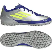 Adidas Chaussures de football Homme F50 Club Messi La Vida Rapida Pack TF Terrain stabilisé Silver Metallic/Solar Yellow/Lucid Blue