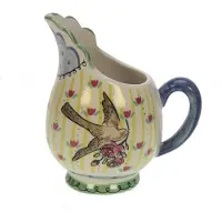 Meander Kannetje, bleu/jaune, figurine d'oiseau, céramique, 12,5 x 9,5 x 14 cm (prix normal : 6,95 €)