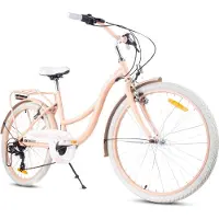 Sun baby Vélo pour enfant Flower Bike 24 pouces pour fille, vélo pour enfants à partir de 8 ans, 7 vitesses Shimano, freins V-Brake, porte-bagages, catadioptres, couleur abricot, 24 pouces