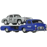 Hot Wheels Premium Team Transport, Mercedes-Benz 300 SL Et '55 Blaues Wunder, Set De Collection, Échelle 1:64