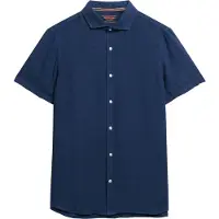 Superdry Vacation Linen Short Sleeve Shirt Bleu 2XL Homme