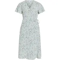 Vila Lovie Wrap Short Sleeve Midi Dress Bleu 38 Femme