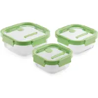 Lékué set de 3 récipients carrés en verre - Polyvalents et hermétiques, récipients de cuisine pour la conservation des aliments